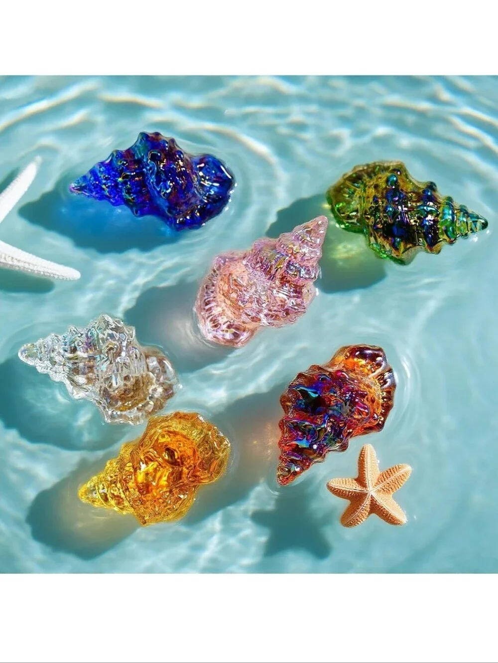 Hand-Blown Glass Shell Accent - Multicolor Set